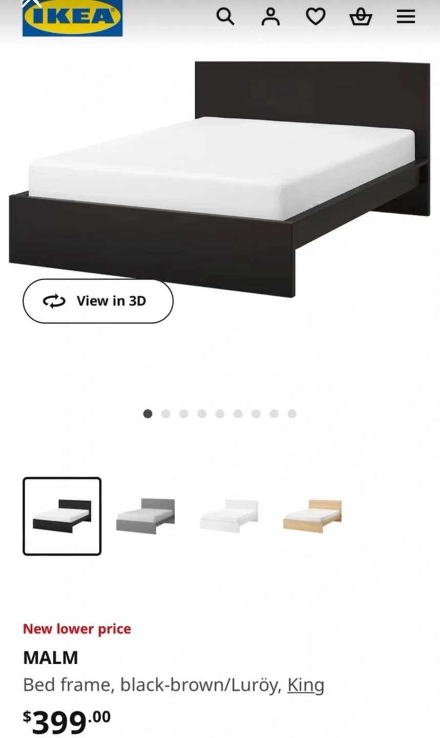 IKEA MALM King Bed Frame - Black-Brown with storage drawers
