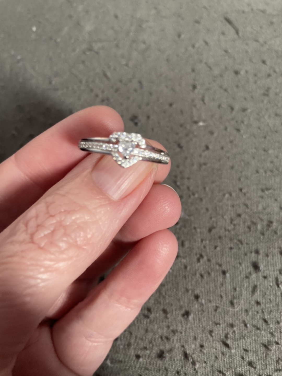 Sterling Silver Heart Ring with Cubic Zirconia