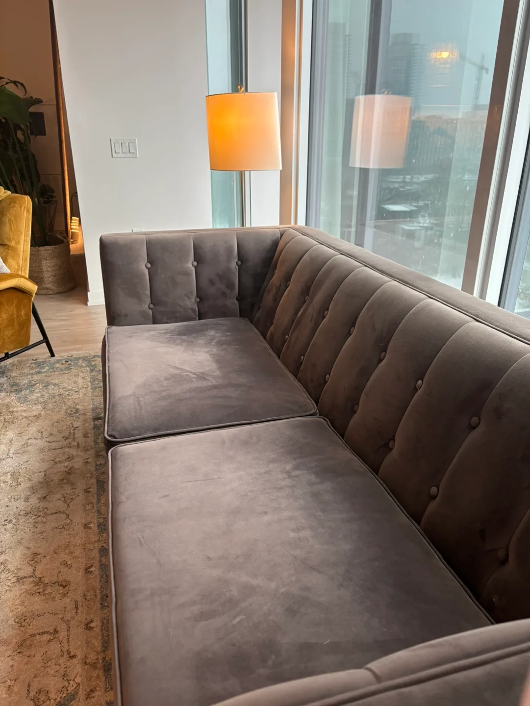 Dark Grey Velvet Sofa image indicator(2)