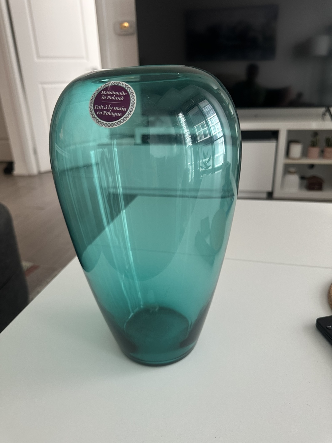 Teal Glass Vase - Handmade in Poland