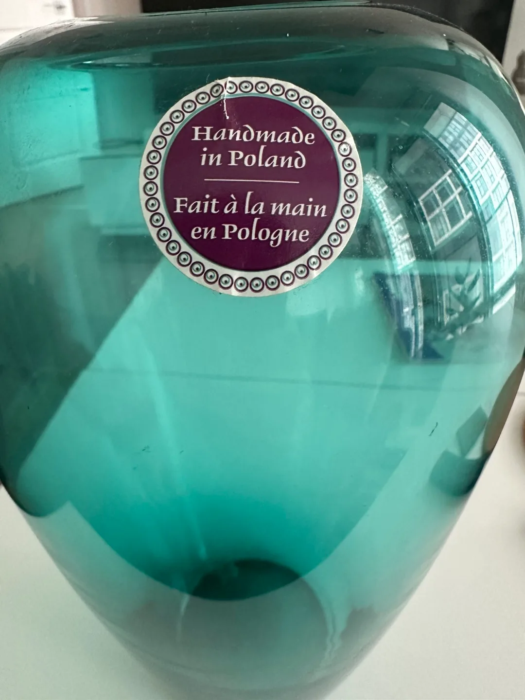 Teal Glass Vase - Handmade in Poland image indicator(3)