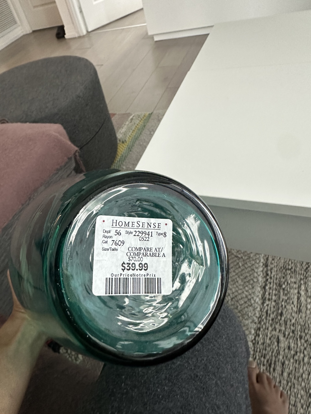 Teal Glass Vase - Handmade in Poland - photo 2
