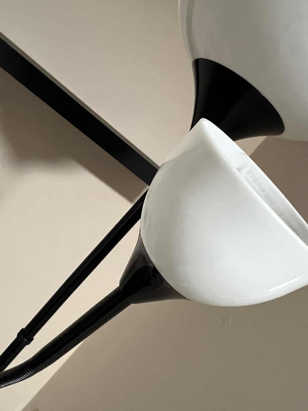 Modern Black Floor Lamp with Two White Shades - photo 3