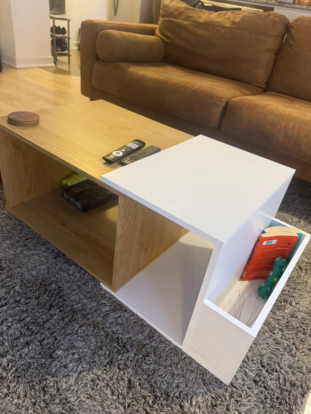Sofa and Modern Two-Tone Coffee Table with Storage image indicator(2)