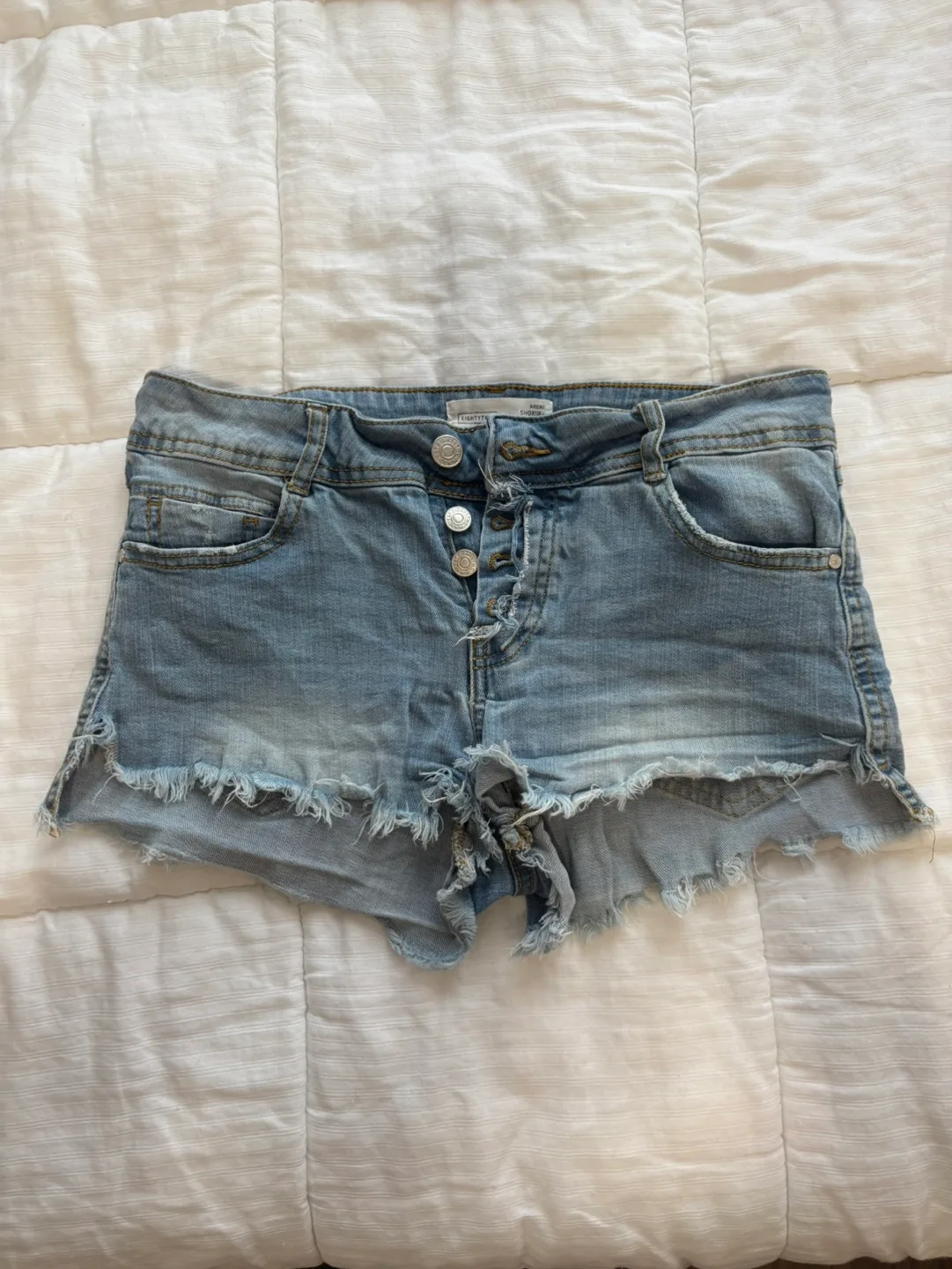 Light Wash Denim Booty Shorts thumbnail