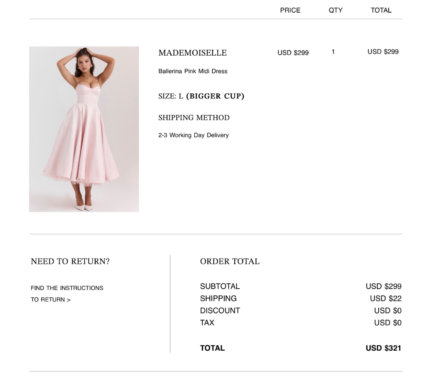 MADEMOISELLE Ballerina Pink Midi Dress - Size L