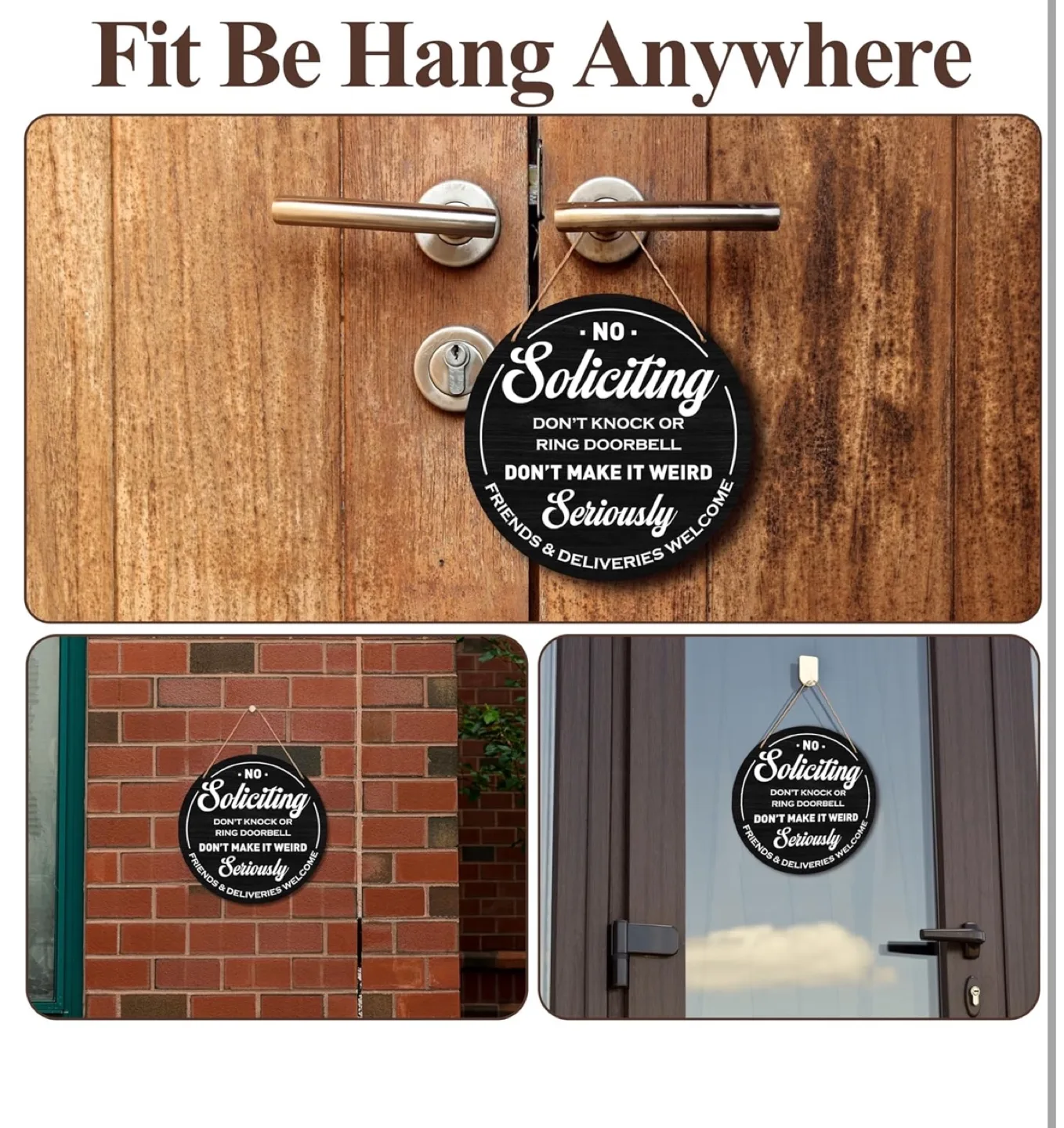 New Funny No Soliciting Round Wooden Sign for Home Decor image indicator(3)
