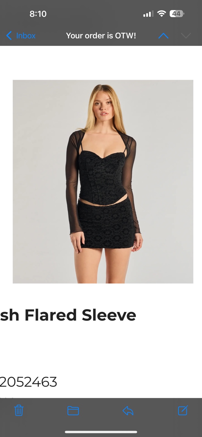 Sheer Mesh Flared Sleeve Bolero