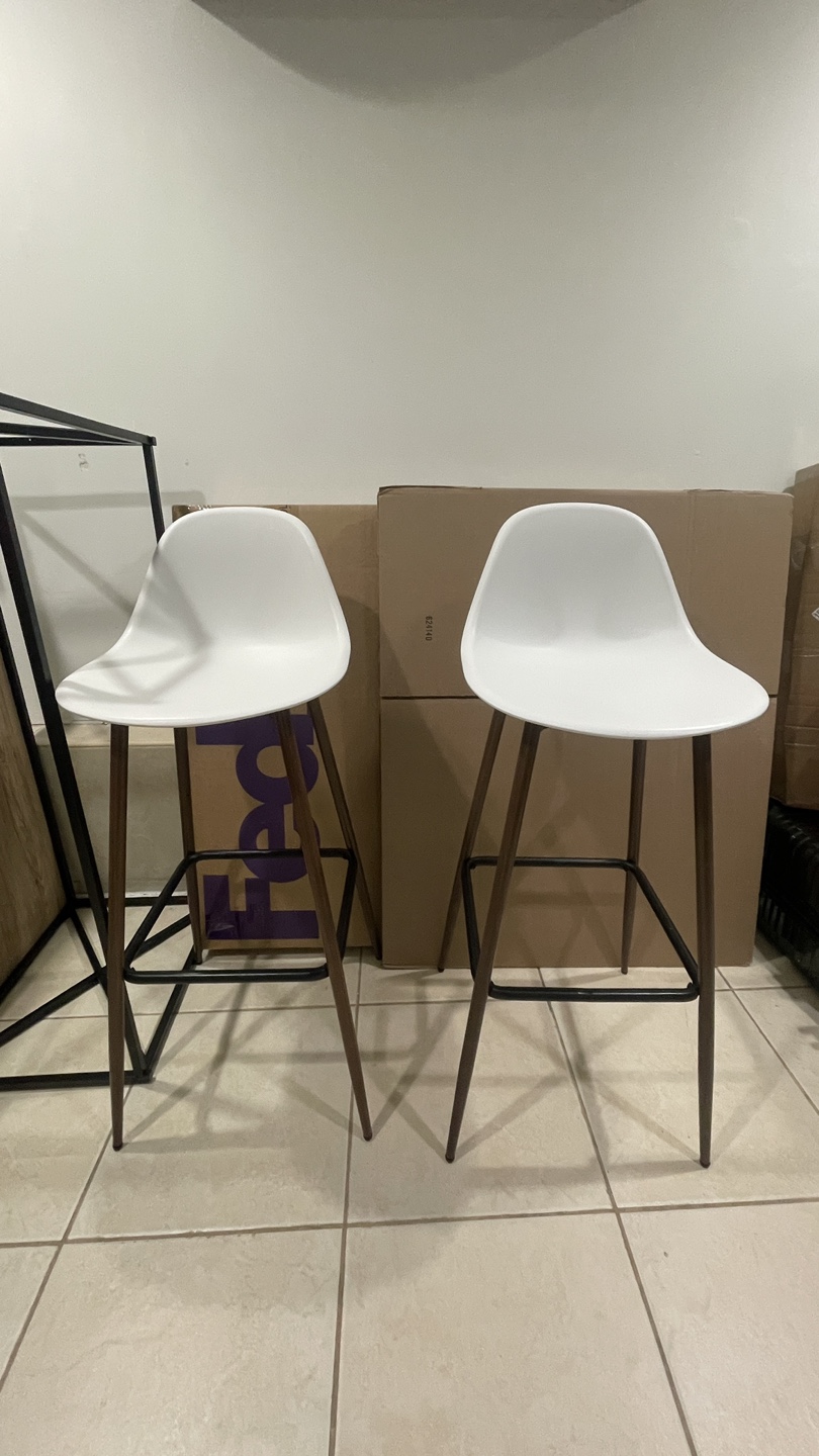 Pair of White Counter Height Stools