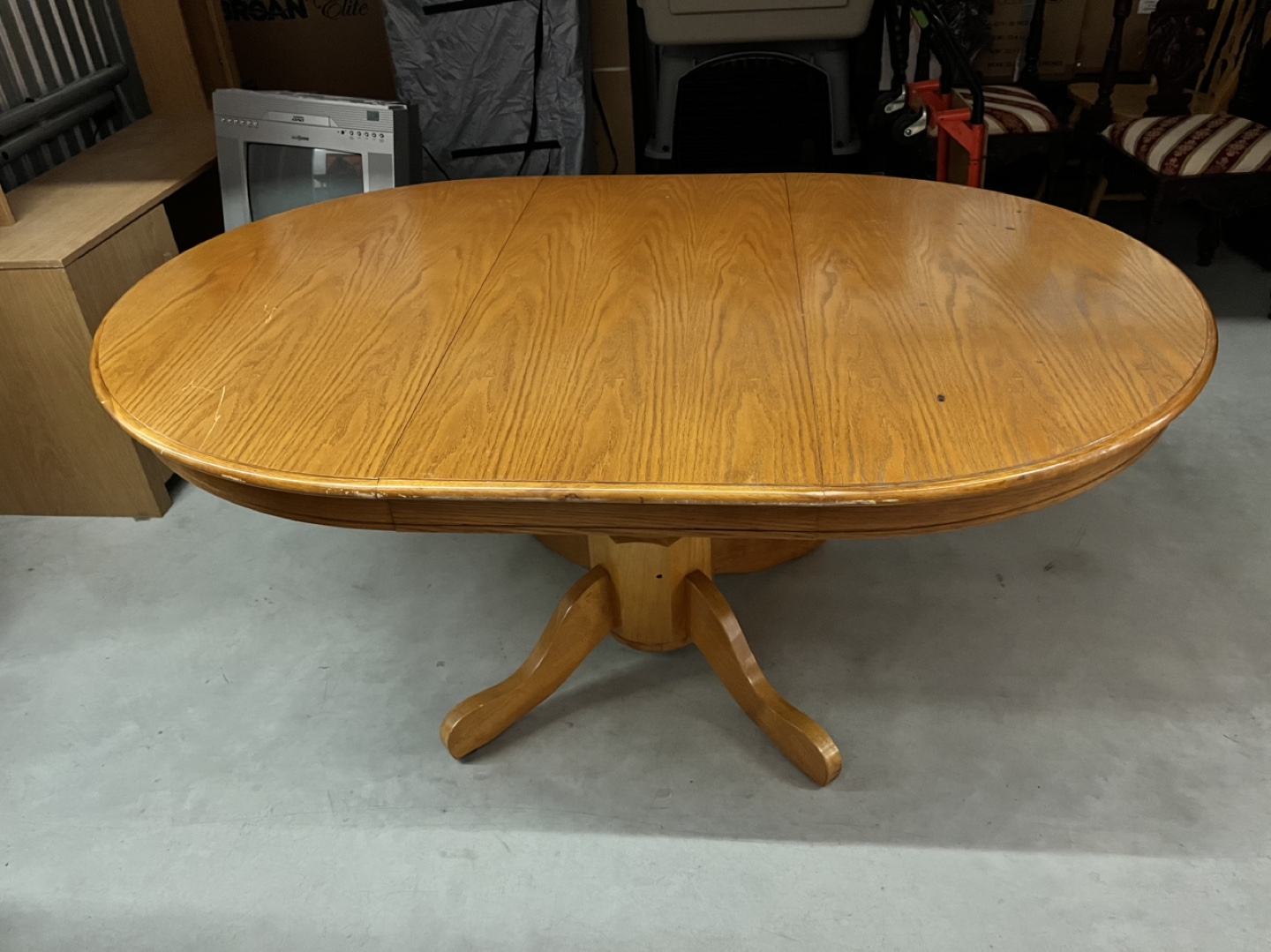 Oval Wooden Dining Table with Leaf