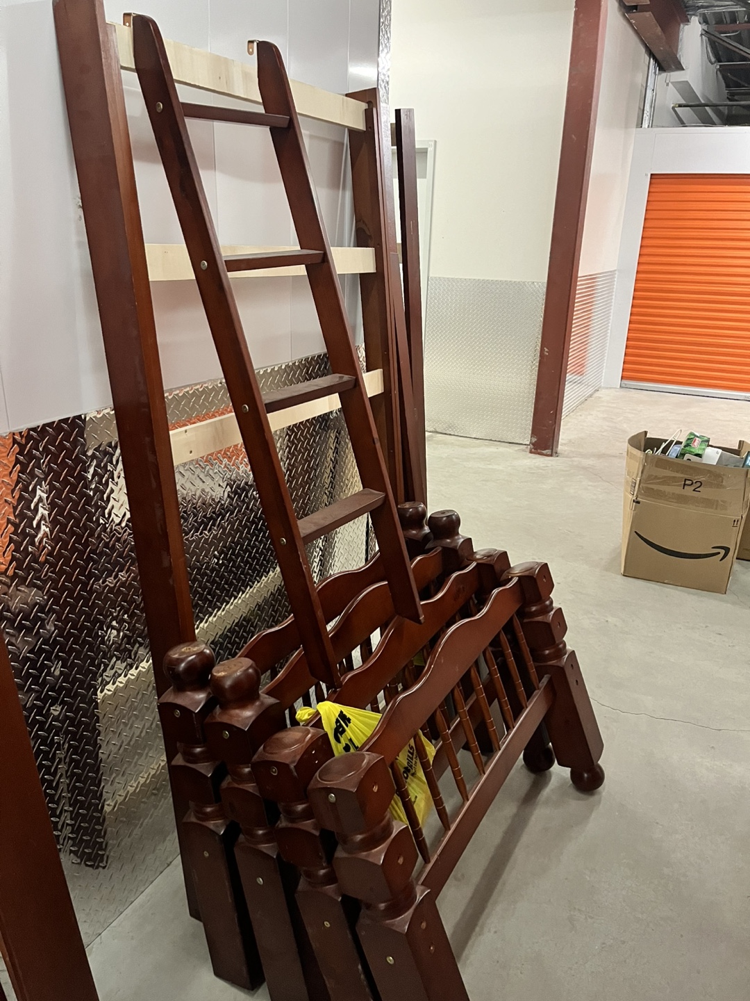 Disassembled Wooden Twin-Over-Twin Bunk Bed