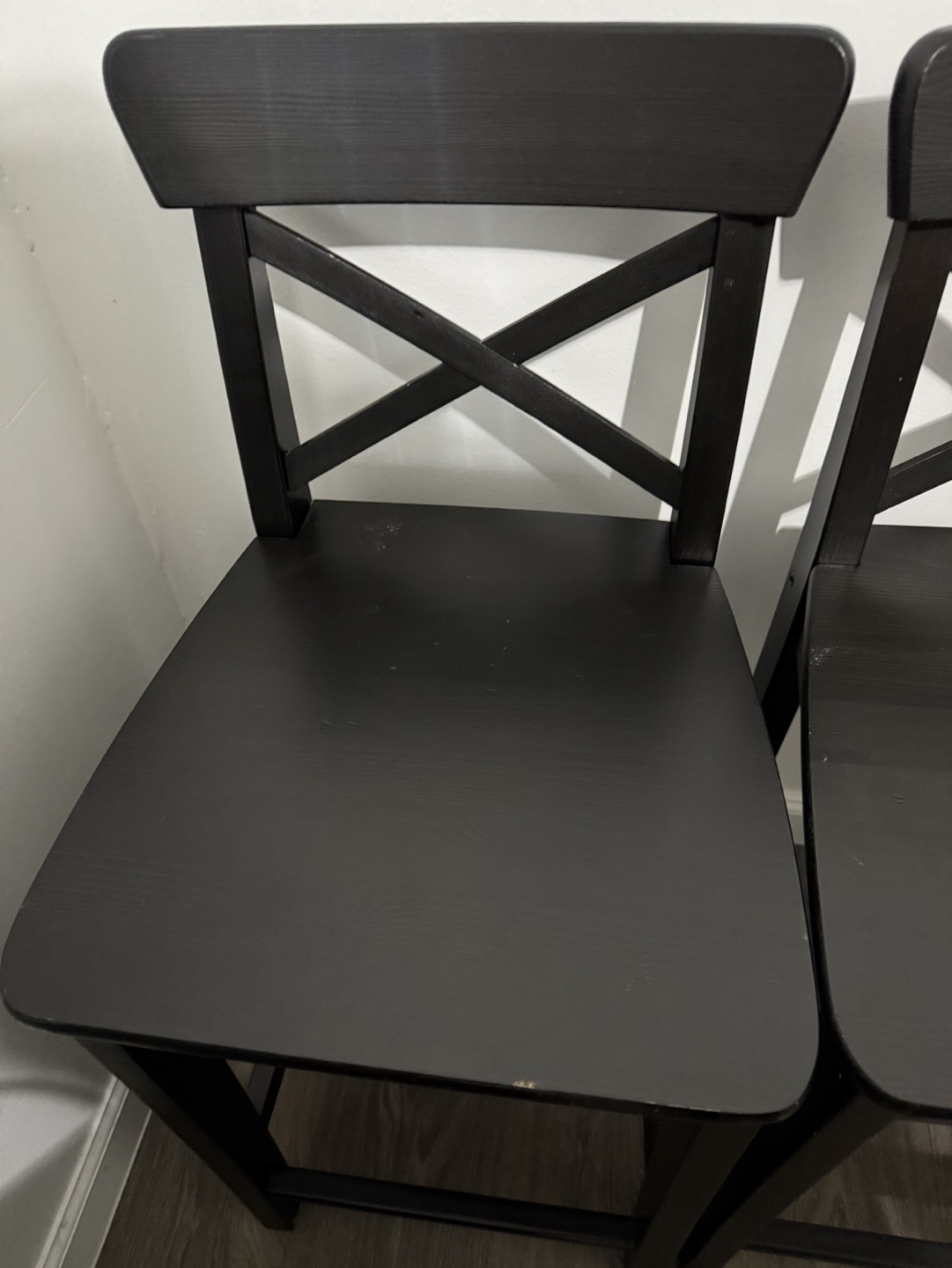 2 of IKEA Black Wooden Counter Height Stools - photo 5
