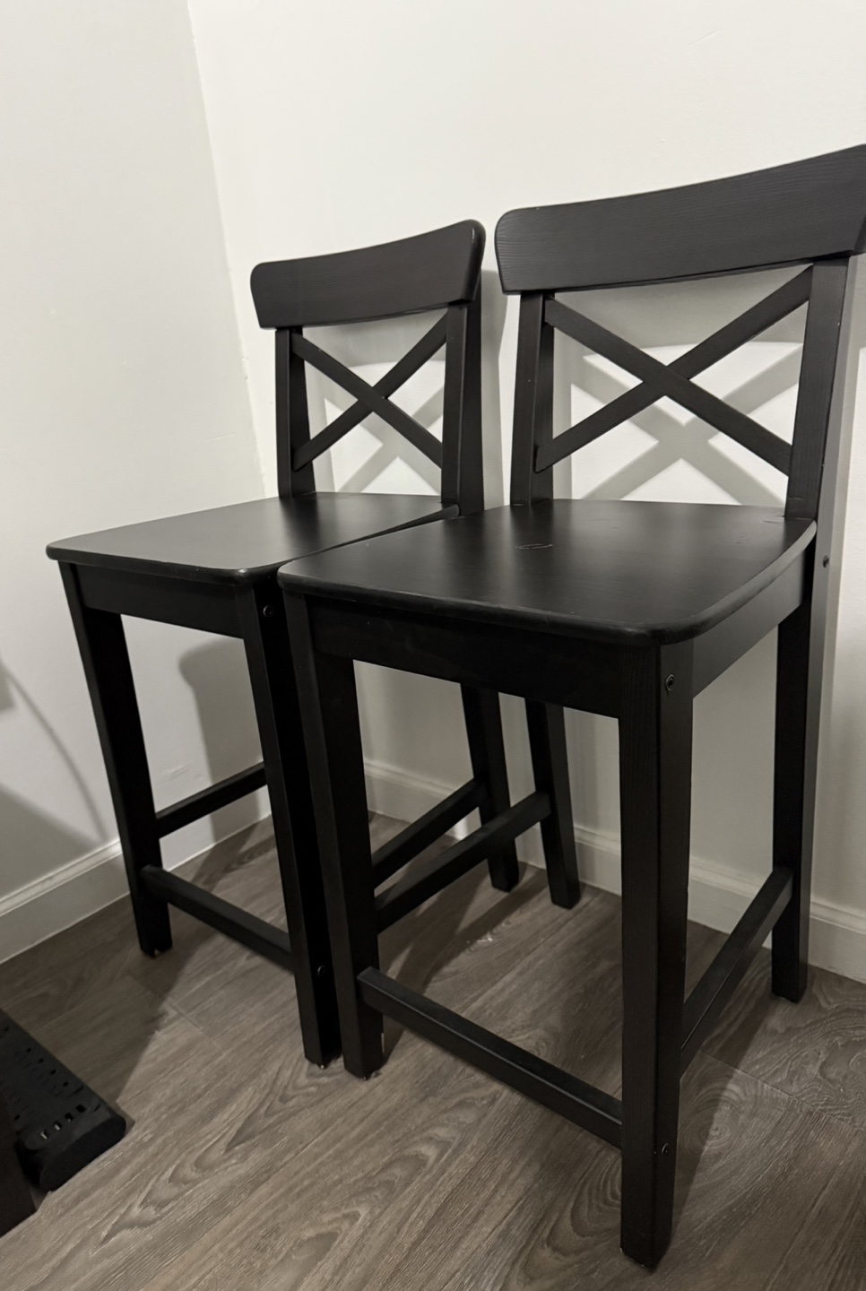 2 of IKEA Black Wooden Counter Height Stools - photo 2