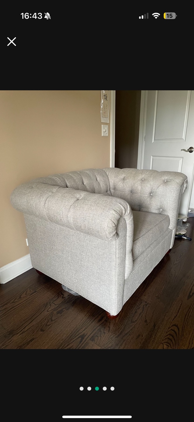 Gray Button-Tufting Armchair - photo 3