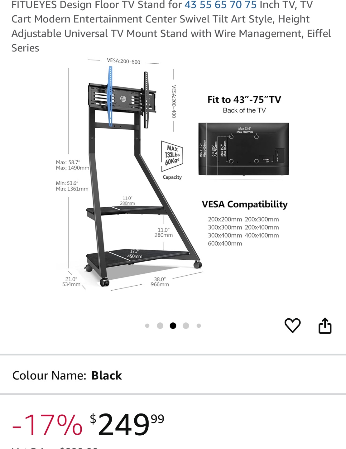 FITUEYES Modern Design TV Stand for 43-75 inch TVs - photo 2