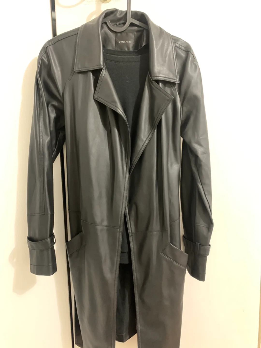 Black Faux Leather Trench Coat thumbnail