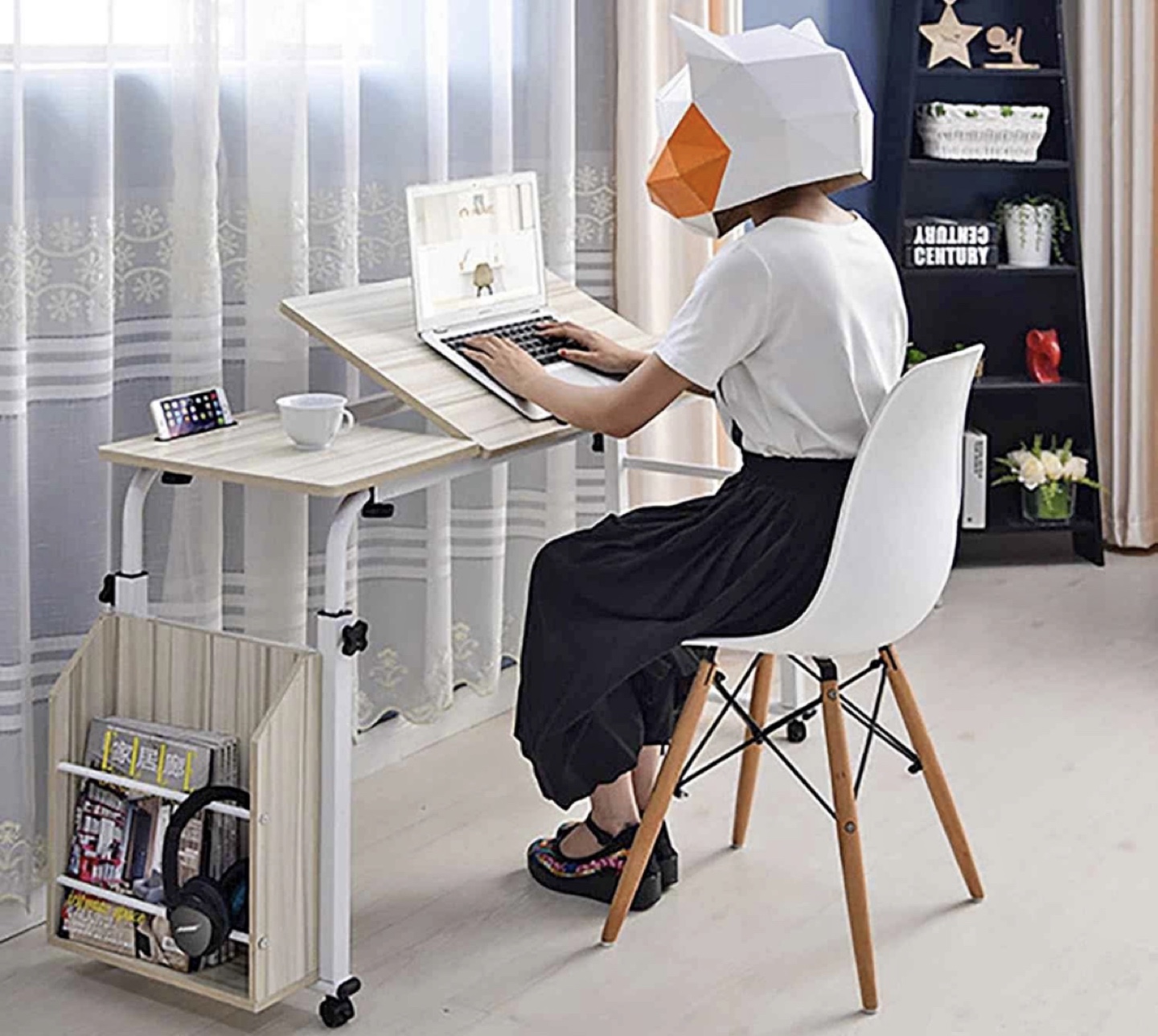 Adjustable Height Laptop Desk with Storage