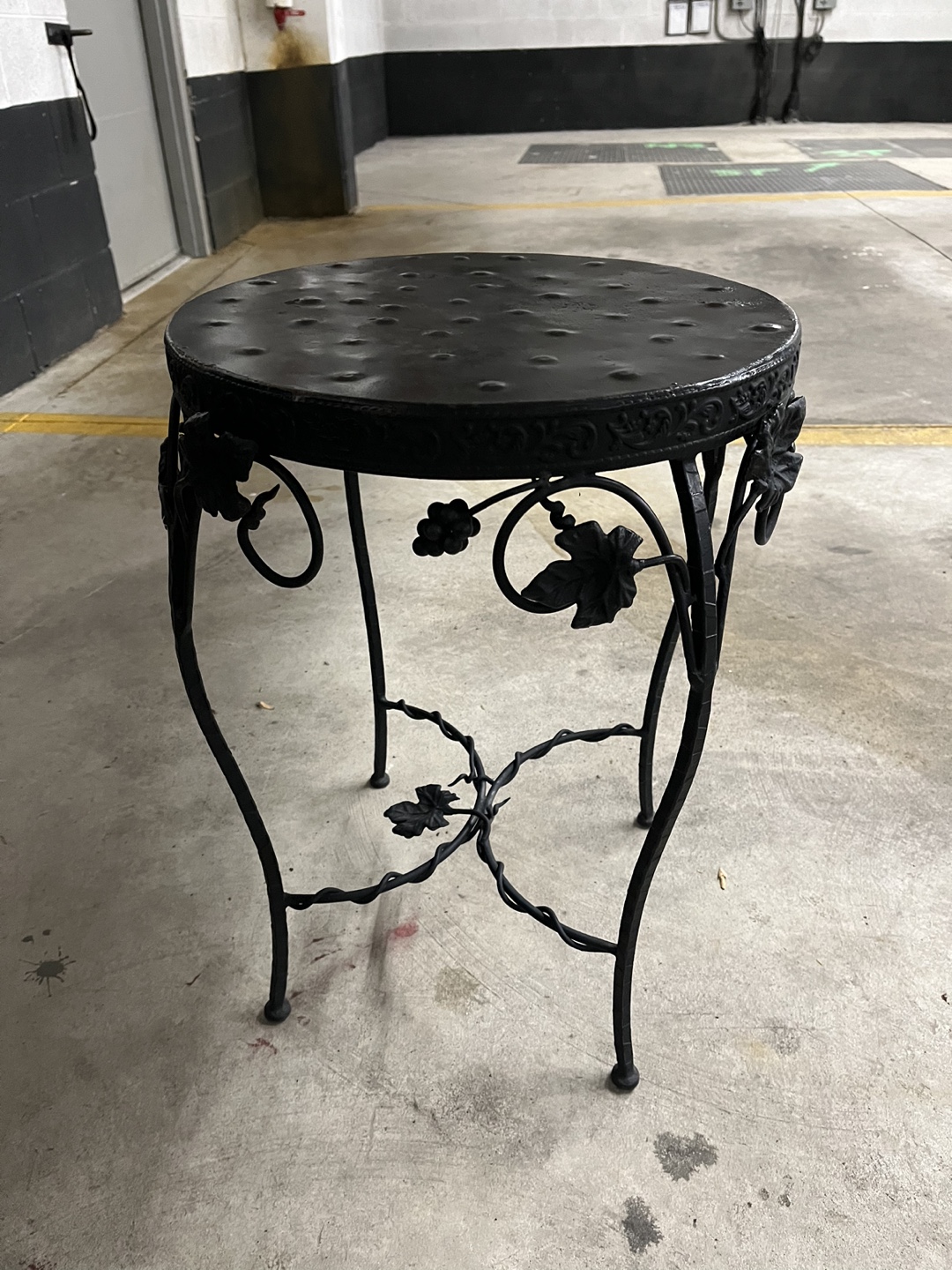 Vintage Black Metal Garden Side Table