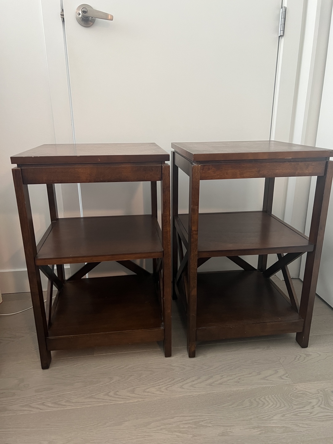 Pair of Dark Brown Wood End Tables
