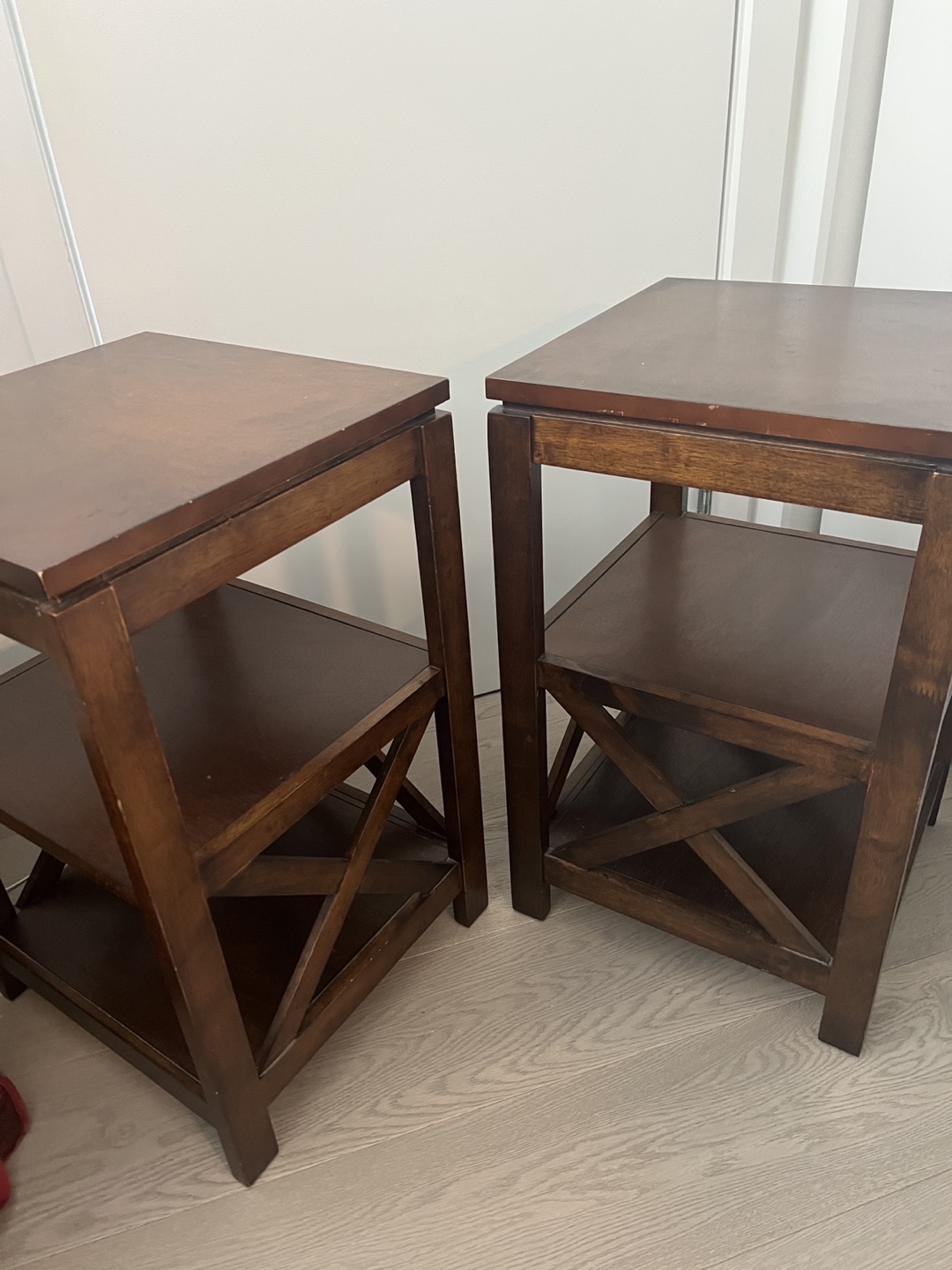 Pair of Dark Brown Wood End Tables - photo 2
