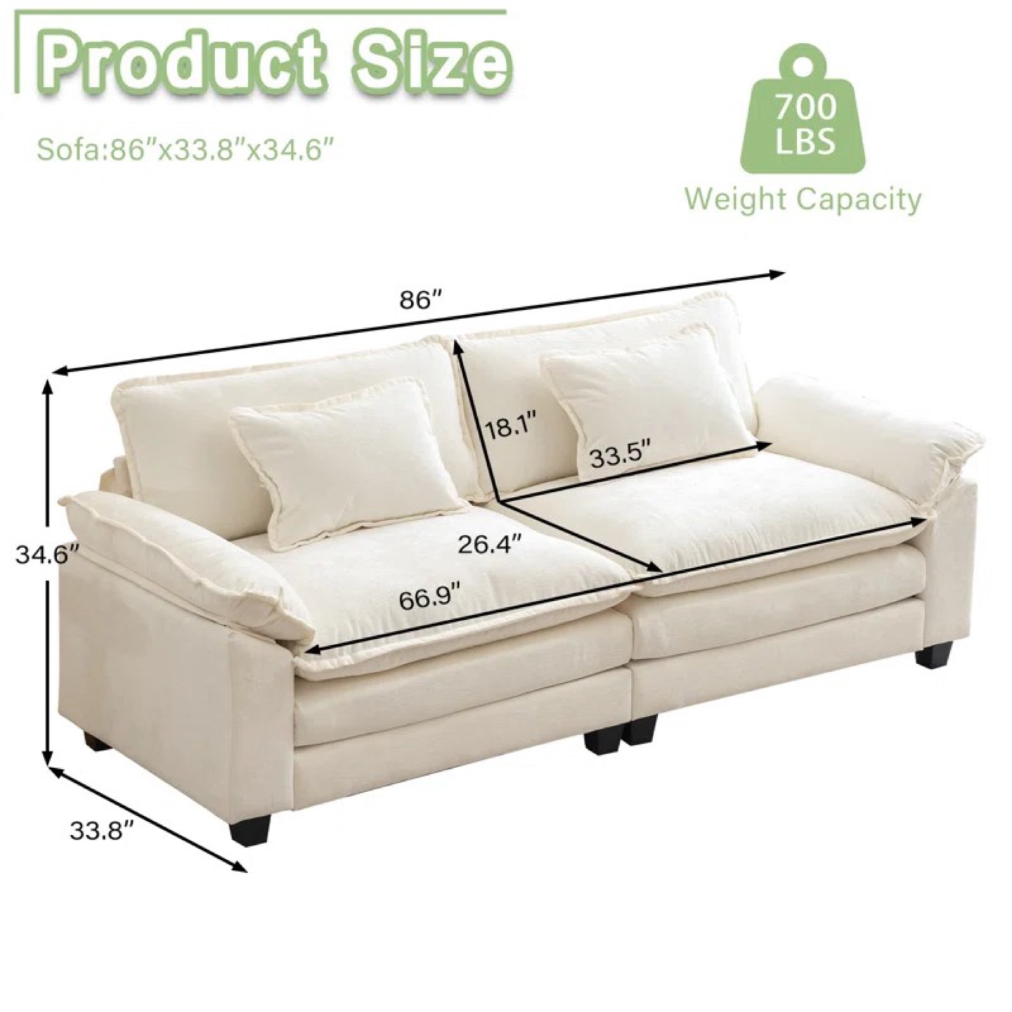 Latitude Run Comfy Cloud 86” Loveseat Sofa – $650 (Like New!) - photo 4