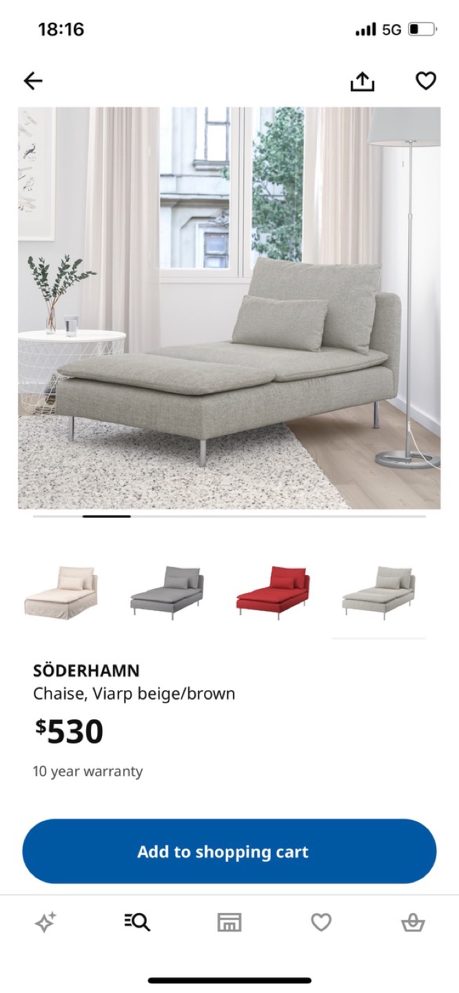 IKEA Söderhamn Chaise Lounge - Viarp Beige/Brown - photo 5