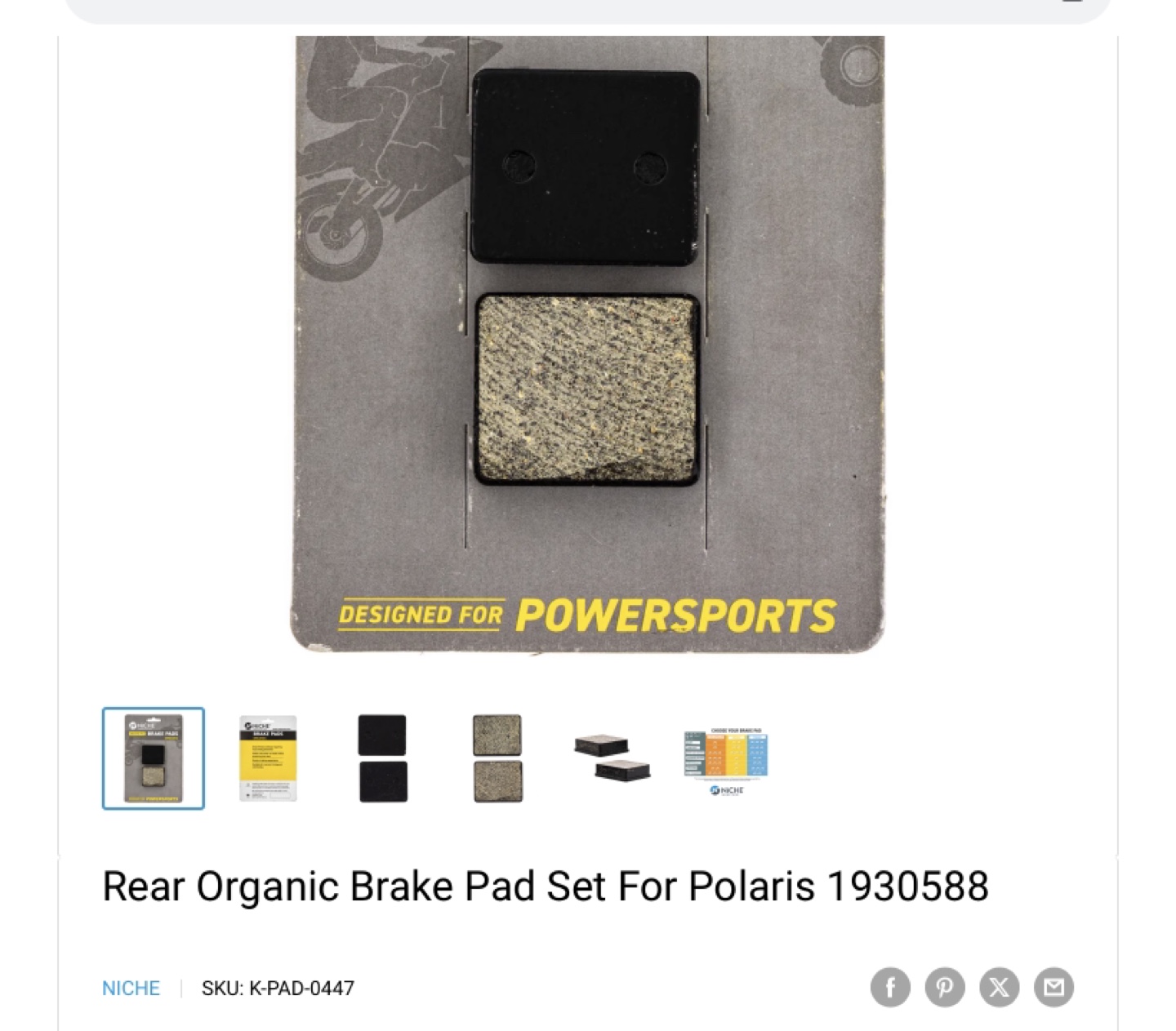 NEW NICHE POWERSPORT BRAKE PADS - photo 3