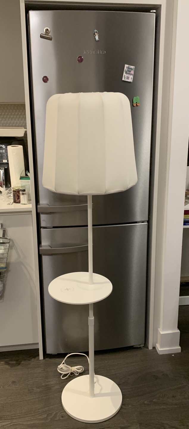 White Floor Lamp with Shelf - photo 2