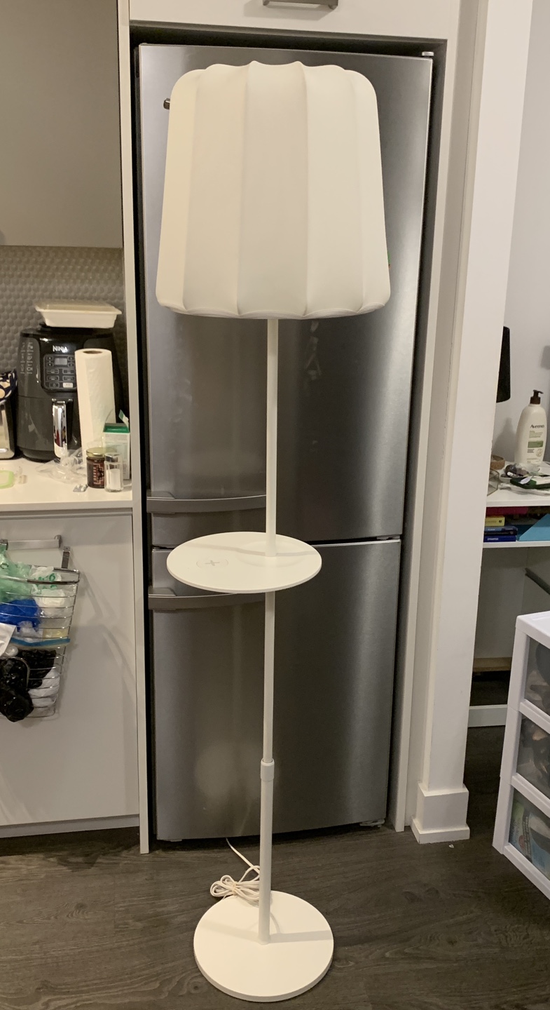 White Floor Lamp with Shelf