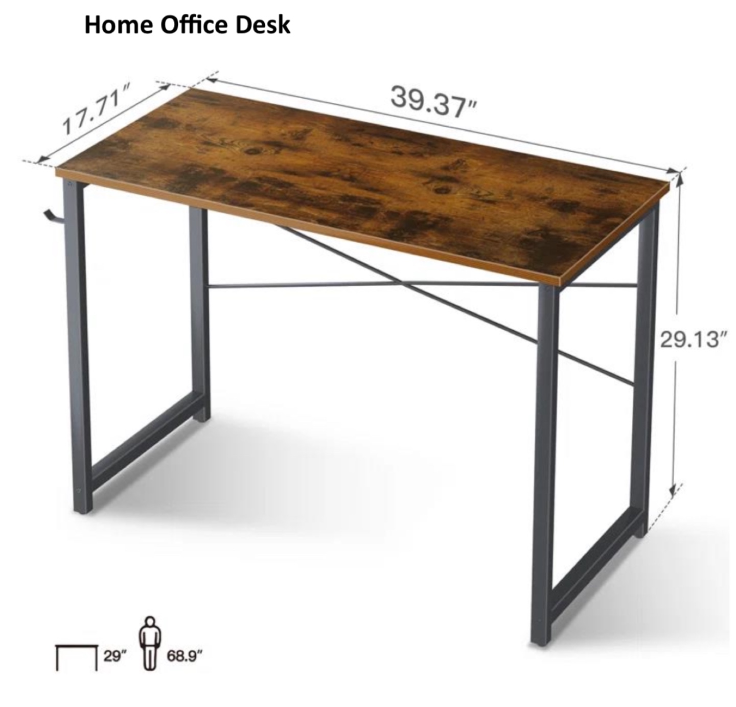 Home Office Desk - Rustic Brown - photo 4
