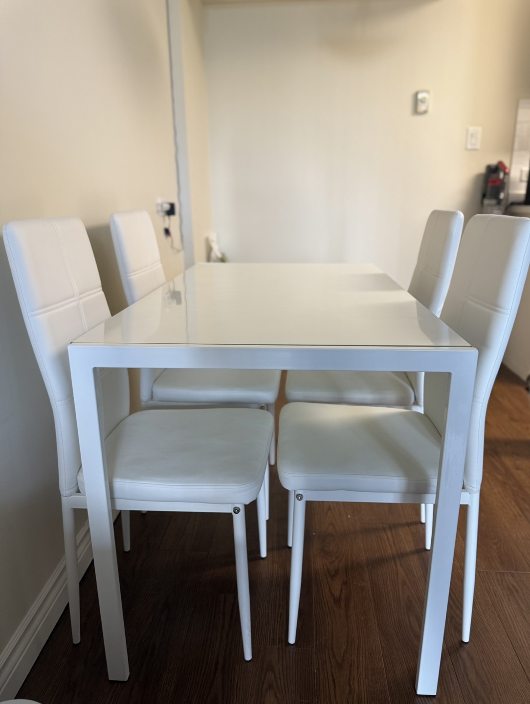 White Glass Top Dining Table Set with Four Chairs - photo 2