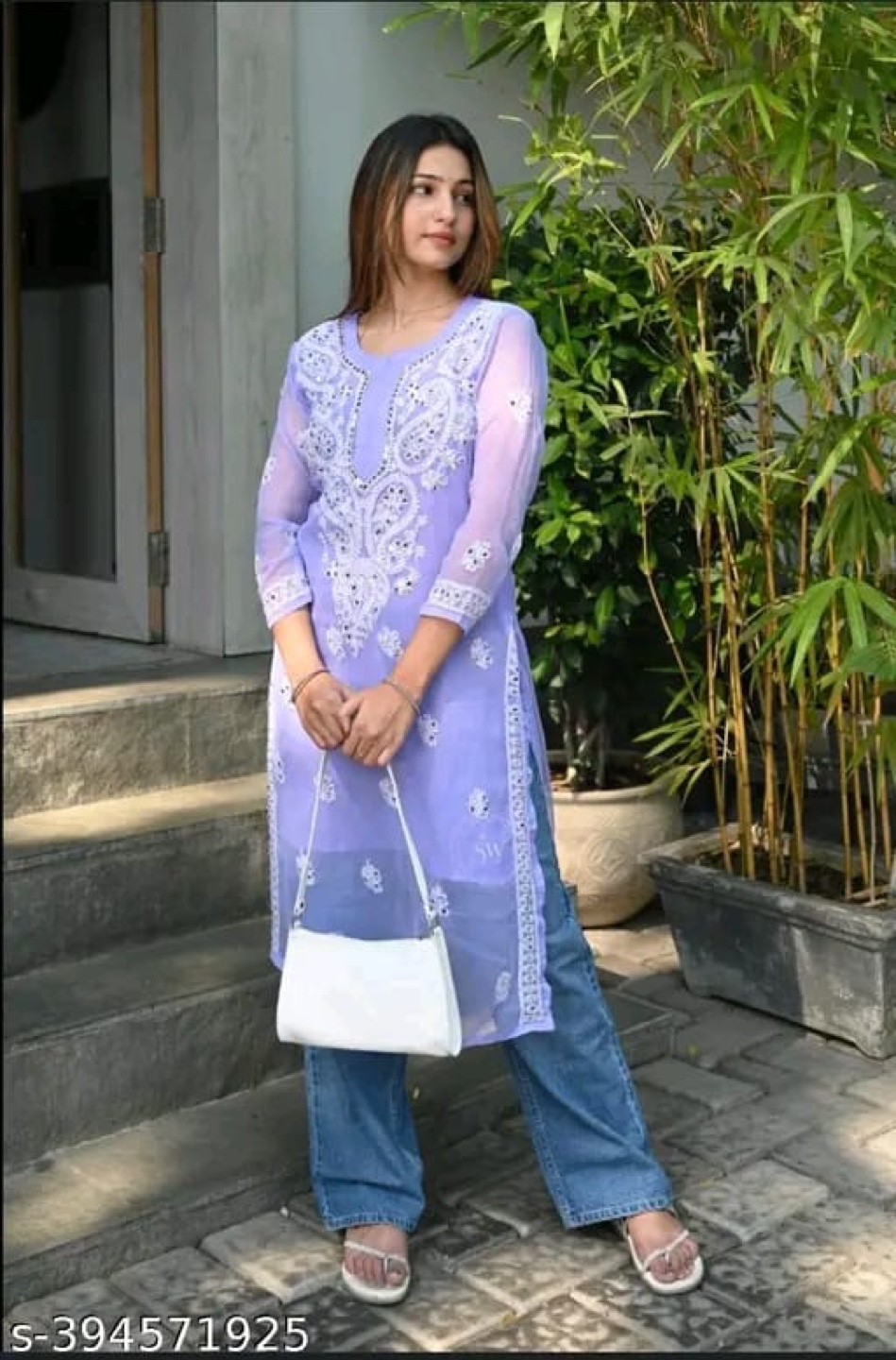Lavender Chikankari Kurti