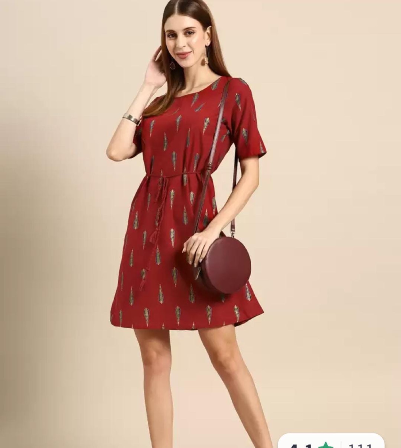 Red Printed Mini Dress