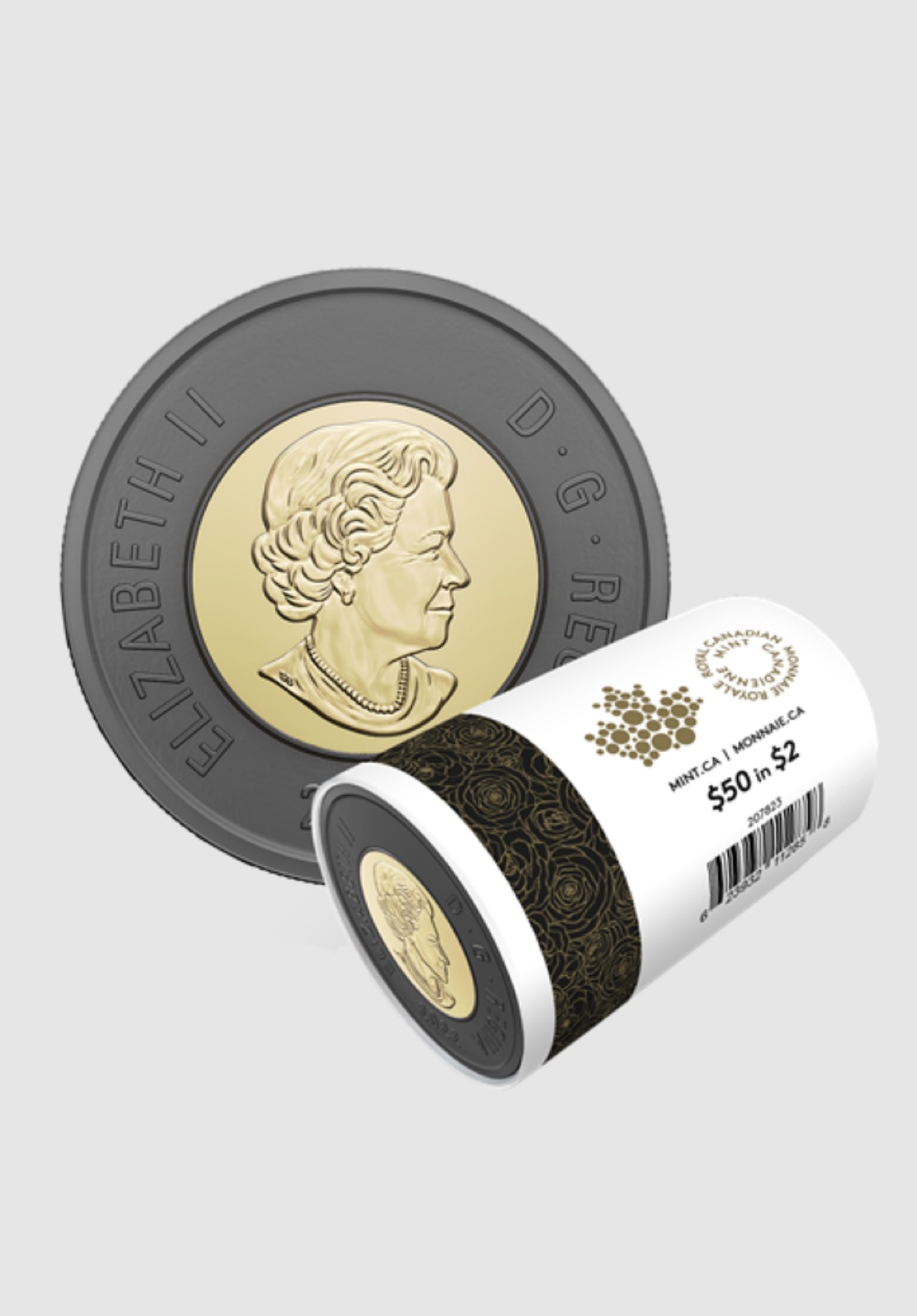 2022 $2 Canadian Black Outer Ring Coin - Queen Elizabeth II
