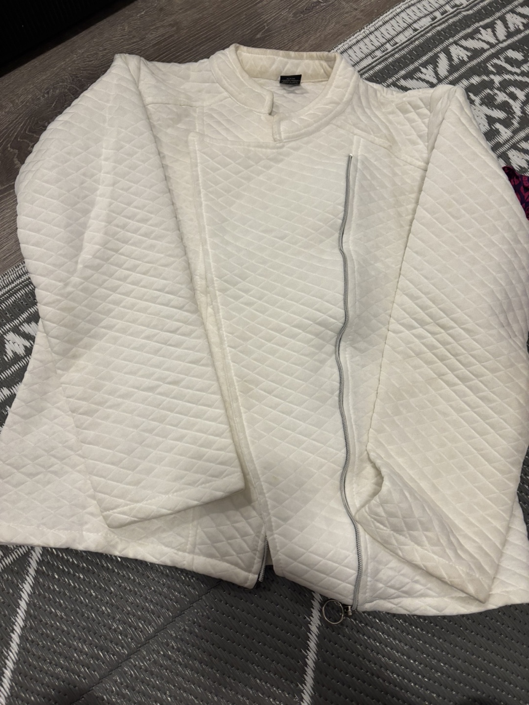 White Quilted Zip-Up Jacket