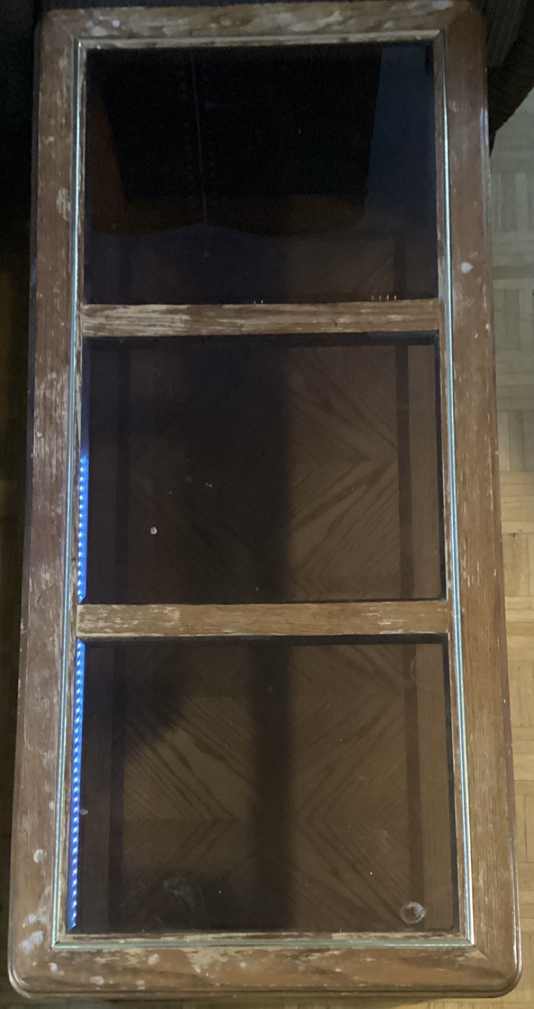 Vintage Wooden Coffee Table with Glass Top