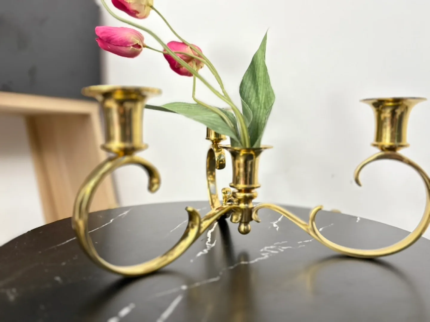 Brass Three-Arm Candelabra image indicator(3)