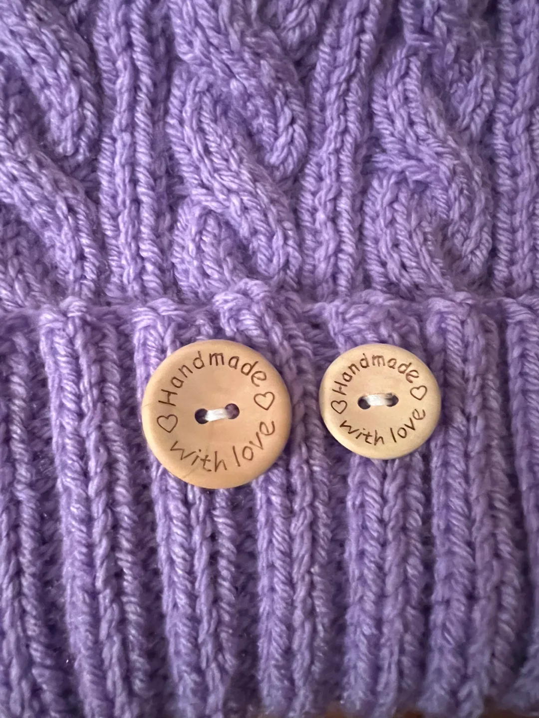 Handmade Purple Cable Knit Beanie with Pom Pom image indicator(2)