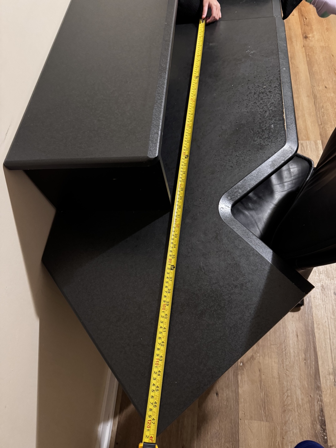 Black L-Shaped Computer Desk with Office Chair - photo 2
