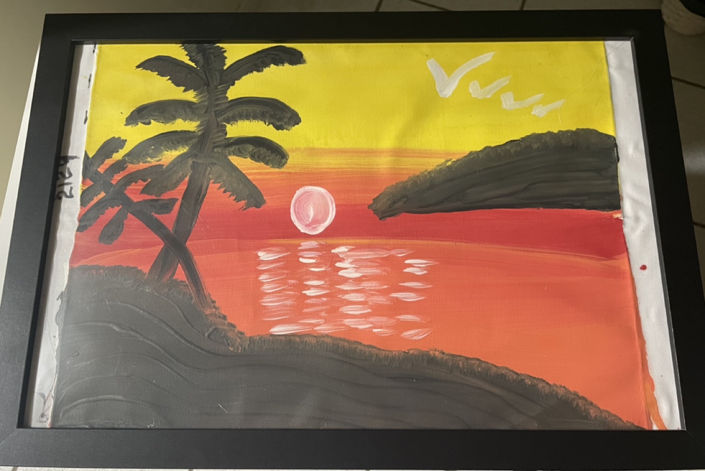 Framed Sunset Painting