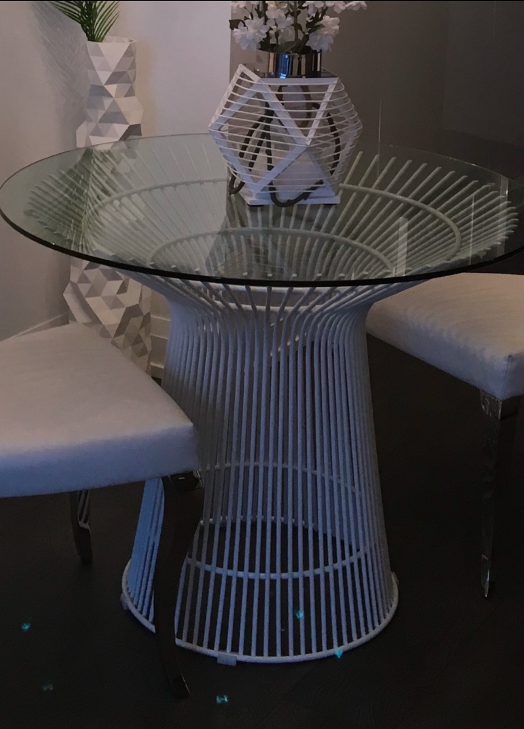 White Glass Top Dining Table