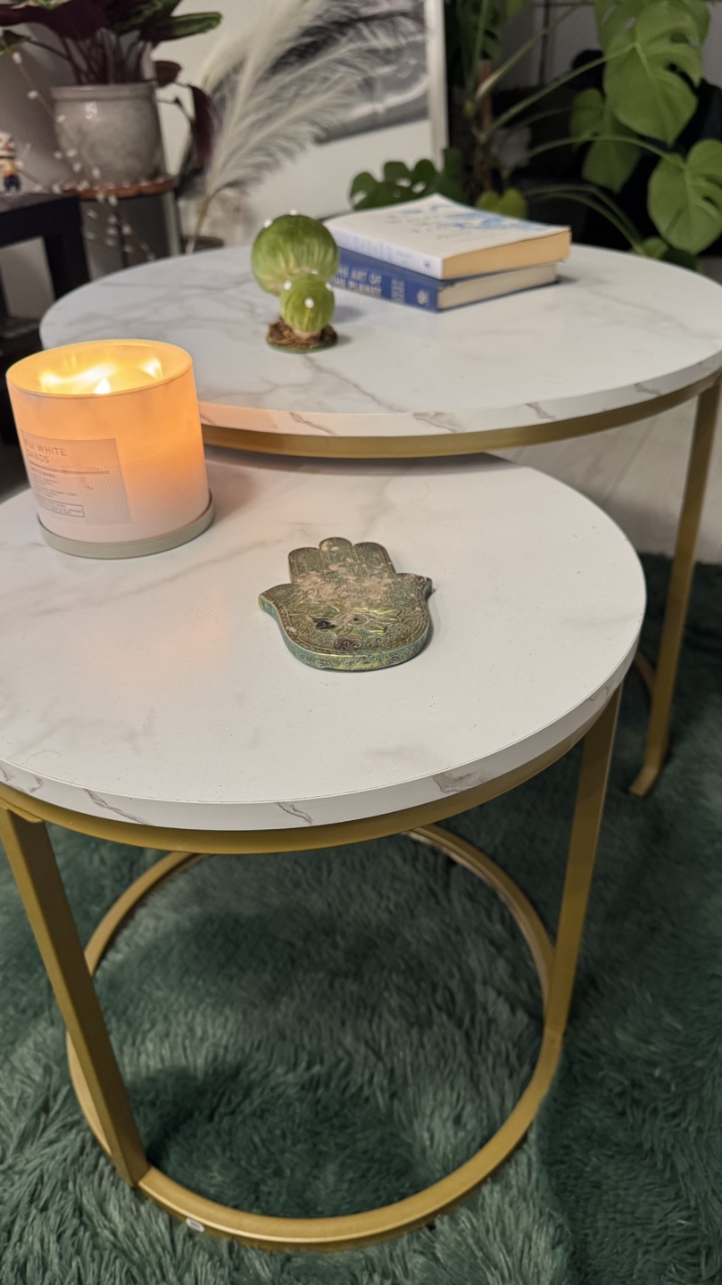 Nest of Tables - White Marble & Gold Metal