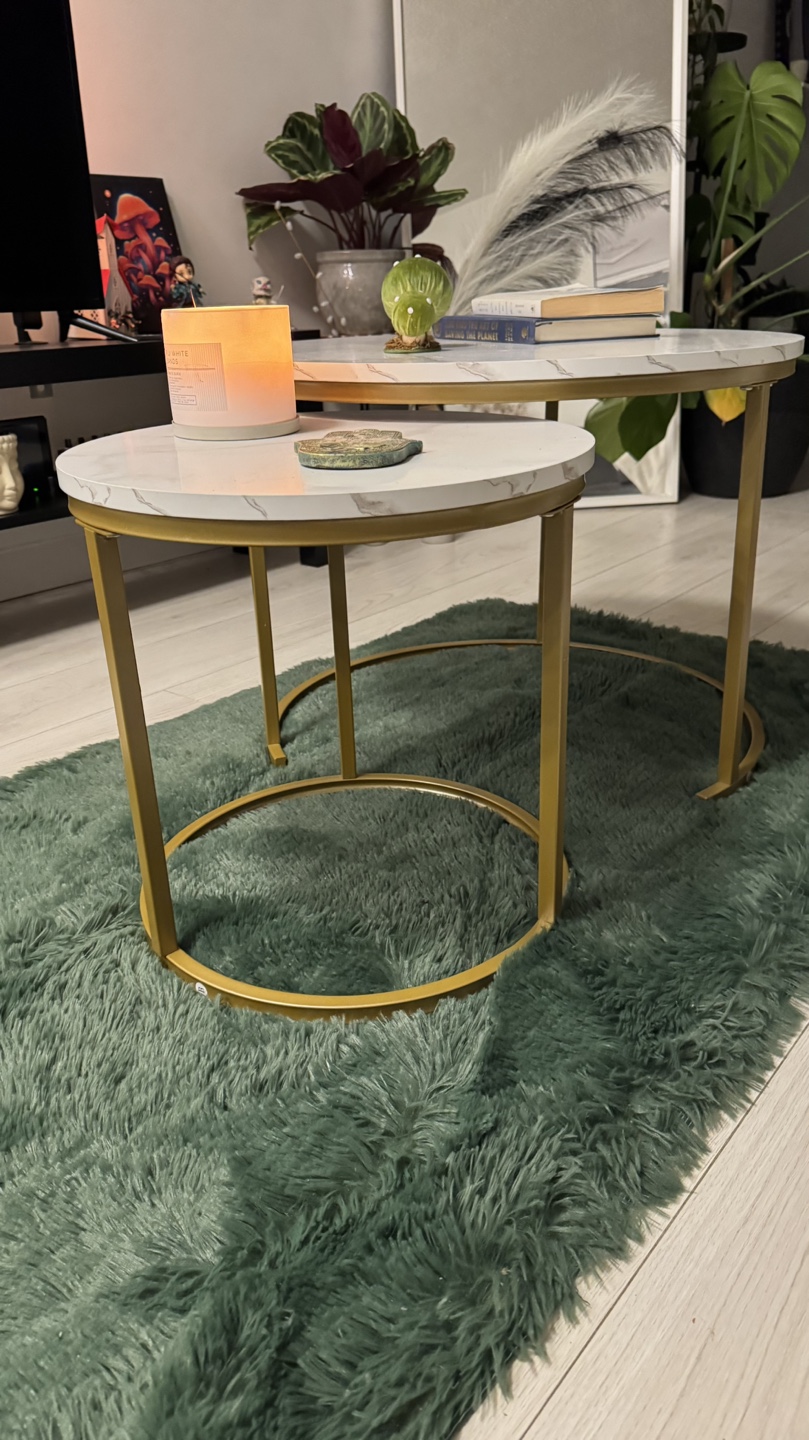 Nest of Tables - White Marble & Gold Metal - photo 3