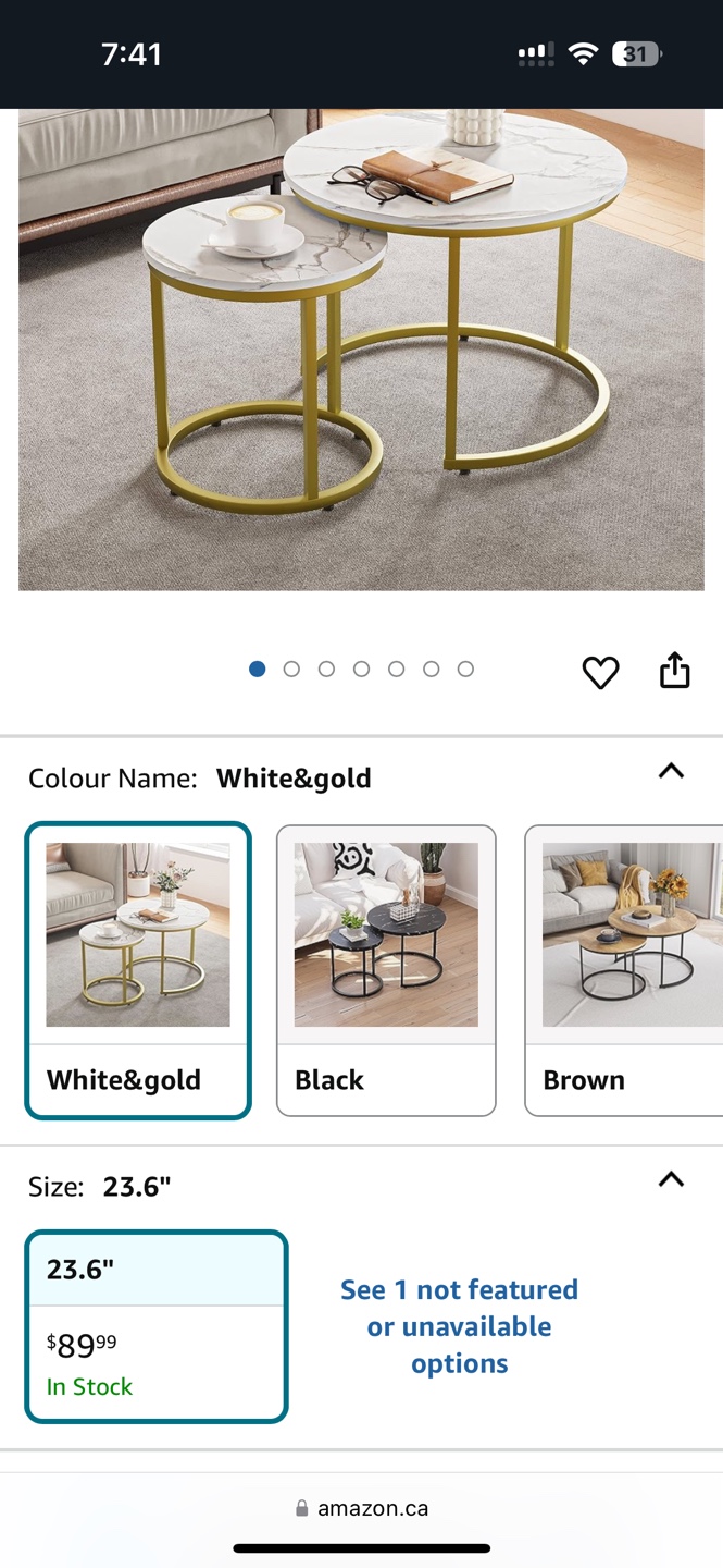 Nest of Tables - White Marble & Gold Metal - photo 5
