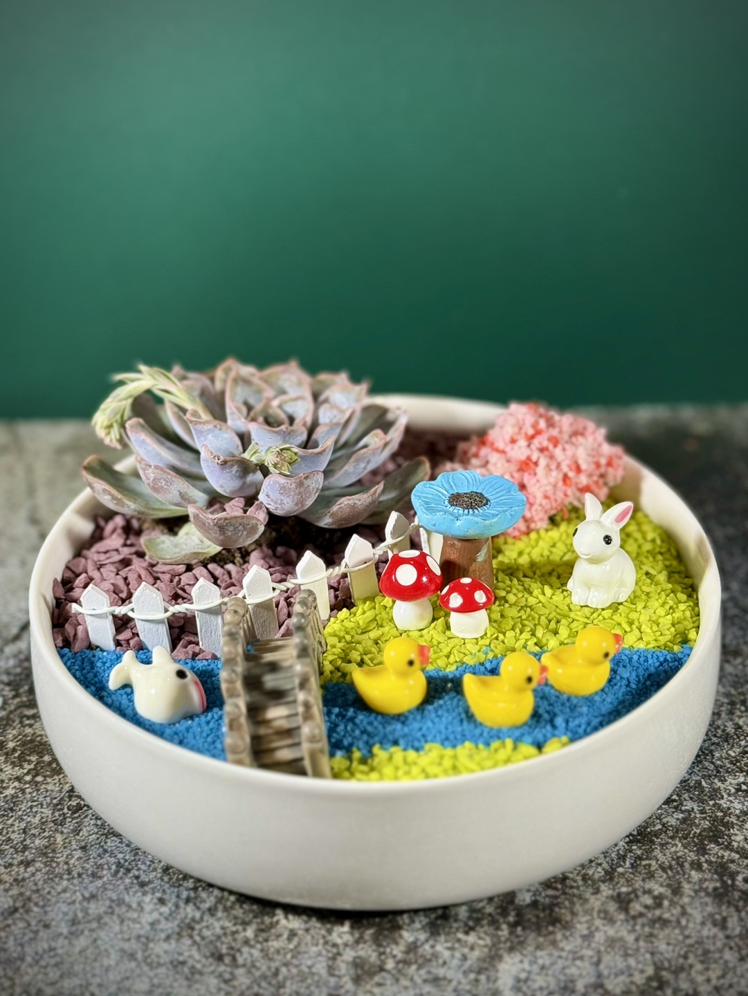 Rabbit themed, succulent miniature garden - photo 2