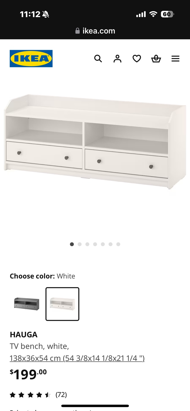 IKEA HAUGA TV Bench - White - photo 2