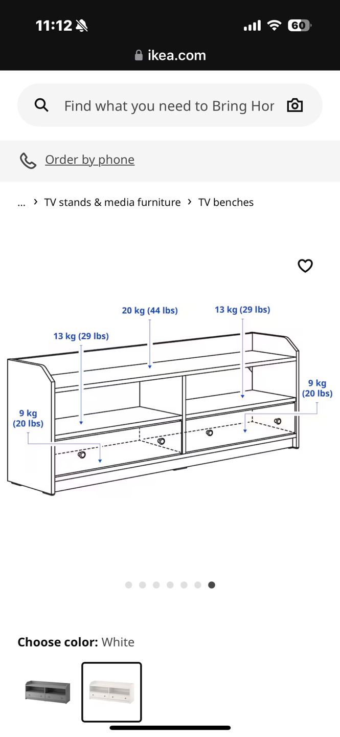 IKEA HAUGA TV Bench - White