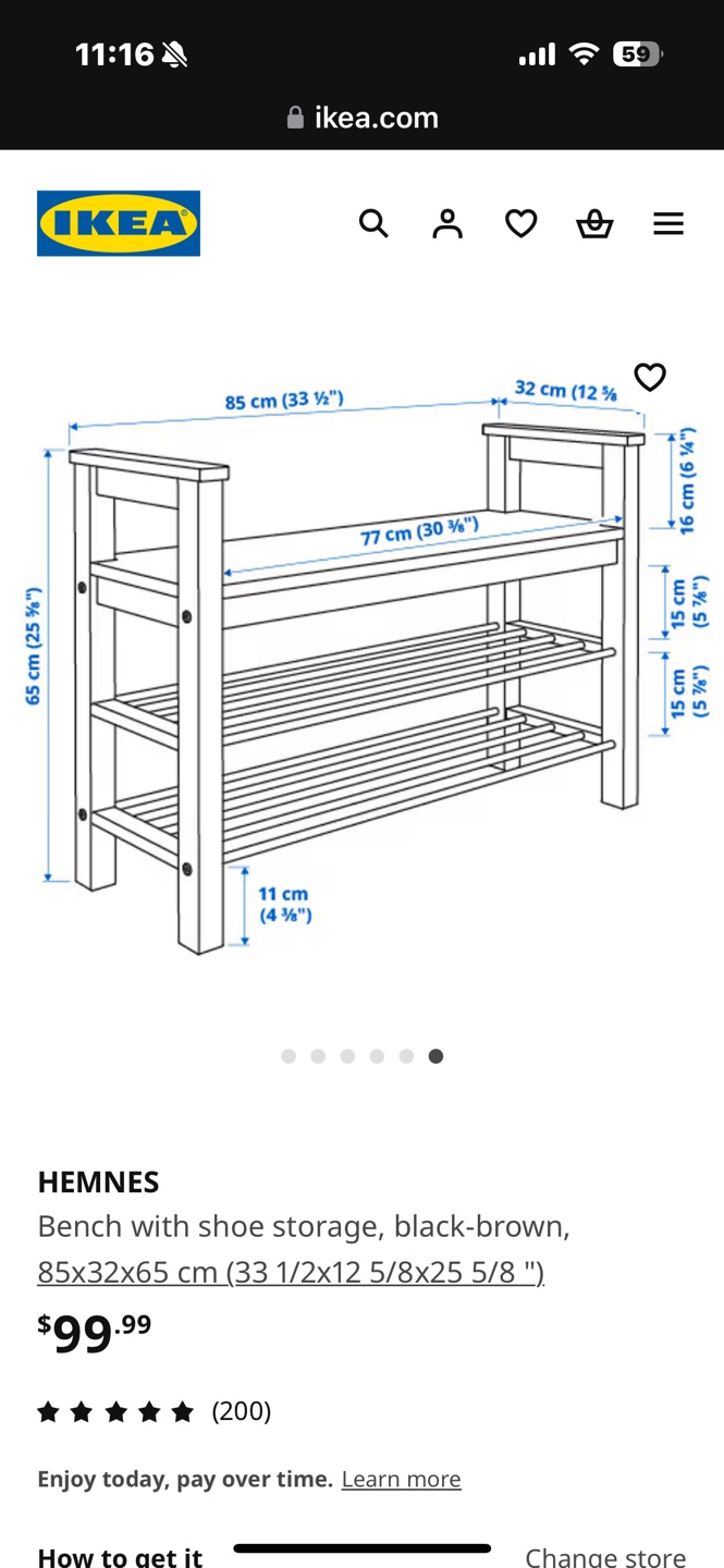 IKEA HEMNES Shoe Storage Bench - Black-Brown - photo 2