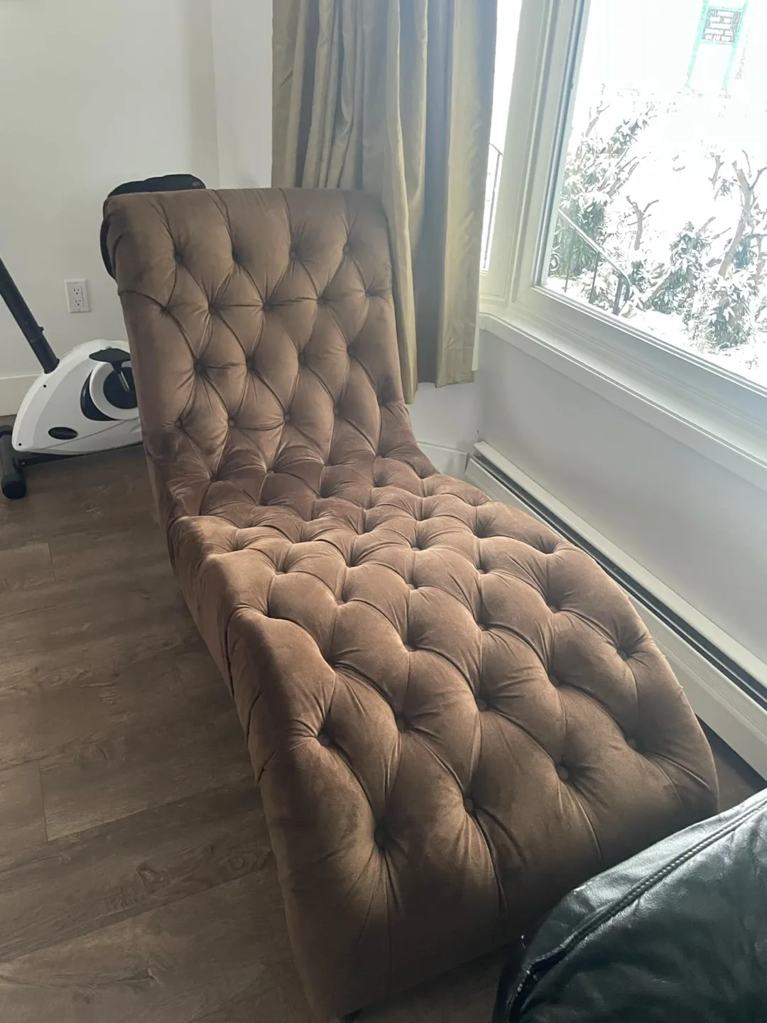 Brown Velvet Chaise Lounge image indicator(3)