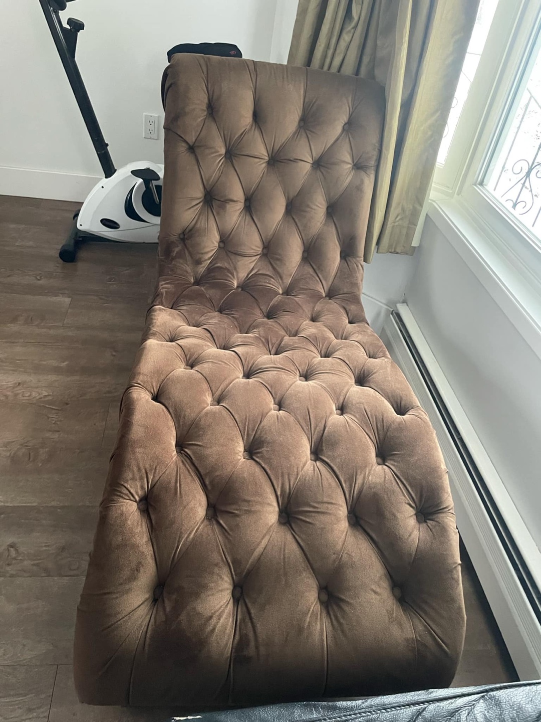 Brown Velvet Chaise Lounge